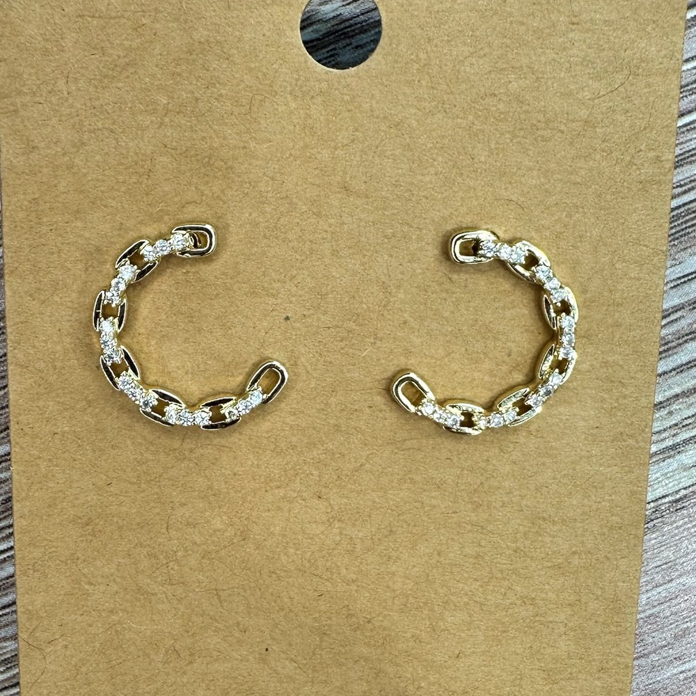 Elegant Gold Chain C shape Front Hoop Earrings